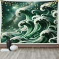 thumbnail image 2 of Ambesonne Green Tapestry Wall Hanging, Marble Print Waves Galaxy Sky, 60"x40", Dark Teal, 2 of 4