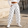 thumbnail image 6 of Mifsaly Polka Dot Sweatpants Wide Leg Drawstring Waist Jogger Sweatpant Trendy Daily Going Out Travel Vacation Barrel Pants Trousers with Pockets, 6 of 7