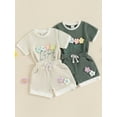 thumbnail image 3 of Loicainy Toddler Baby Girl Summer Waffled Clothes Set 9 12 18 24 Months 2T 3T 4T 3D Flower Short Sleeve Round Neck Tops Elastic Waist Shorts Outfit, 3 of 9