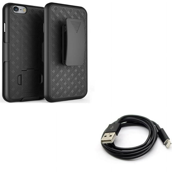 Case Belt Clip w 6ft USB Cable for iPhone 8/7 - Holster Swivel Cover Kickstand Armor, Charger Cord Power Wire Long Sync for iPhone 8/7 Models