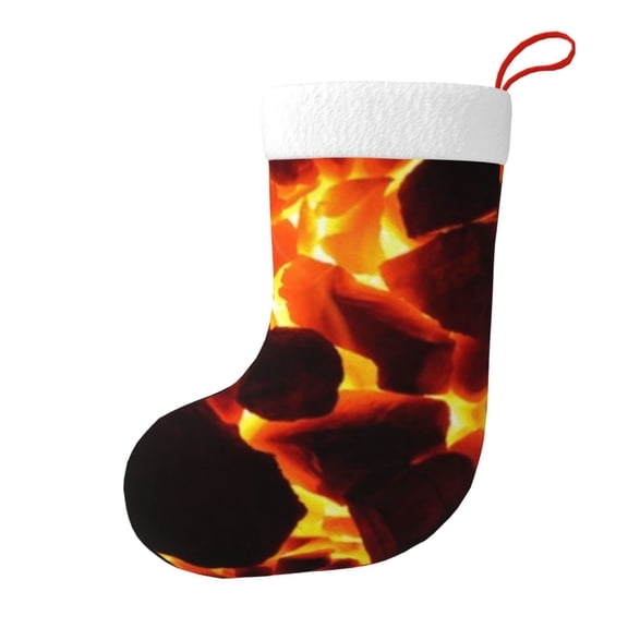 Christmas Stockings Coal Is Burned With Anthracite Large Hanging Xmas Sock Gift Bag Classic Fireplace Decor for Home, Party, and Family Celebration