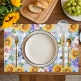 thumbnail image 4 of Sunflowers Placemats Set of 12, Spring Watercolor Flowers Butterflies Hydrangea Blue Placemats for Dining Table, Place Mats for Kitchen Tabletop, Waterproof Wipeable Dining Table Mats Set, 4 of 9