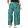 thumbnail image 2 of DARING DIVA Women's Plus Stripe Boho Wide Leg Paper Bag Pants 2X Lake Blue, 2 of 6