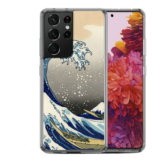 Shockproof Hybrid Bumper Phone Case for Samsung Galaxy S21 Ultra, by OneToughShield ® - Great Wave