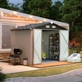 thumbnail image 2 of Sunmthink 6X8FT Outdoor Storage Shed with Plastic Floor, Metal Tool Shed with Lockable Door and Vents, Patio Shed for Garden, Backyard, Poolside, Brown, 2 of 8