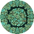 thumbnail image 1 of Ahgly Company Machine Washable Indoor Round Persian Turquoise Blue Traditional Area Rugs, 4' Round, 1 of 4