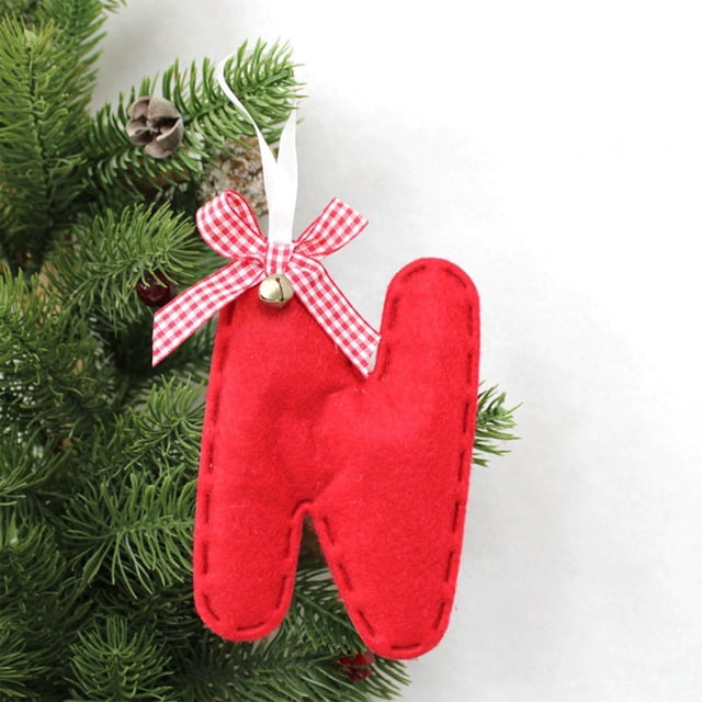 Adorno Navideño Colgante para Árbol de Navidad con 26 Letras | Diseño de Gorro de Papá Noel | Resistente y Ligero | Paquete de 1