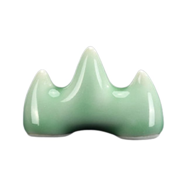 CAROOTU Celadon Pen Holder Multifunctional Mountain Shape Ink Brush Rest Retro Desktop Ornament for Home