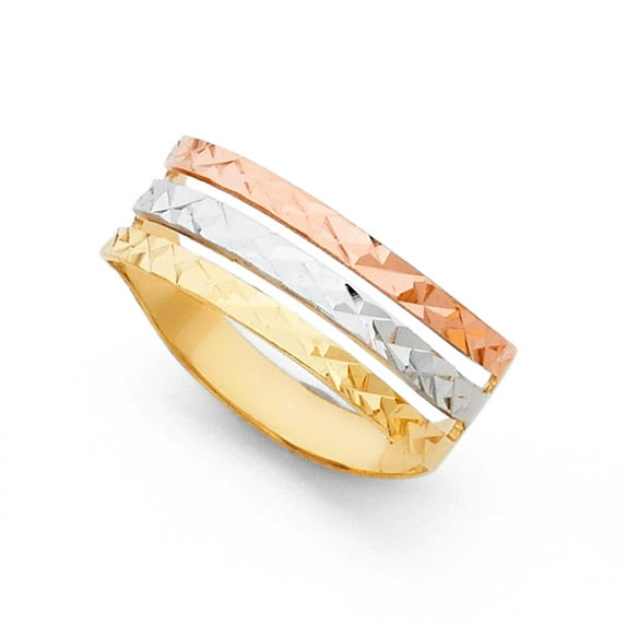 FB Jewels 14K White Yellow and Rose Three Color Gold Semanario Ring Size 9.5
