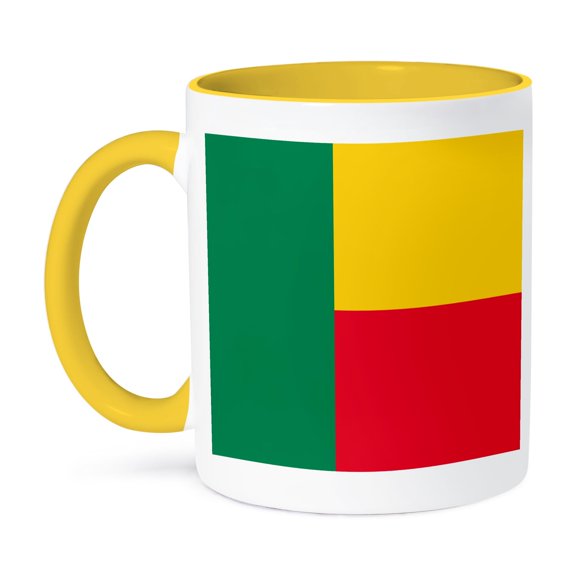 3dRose, Flag of Benin - Countries of West Africa national world flags - Beninese colors red yellow green, 11oz Two-Tone Yellow Mug