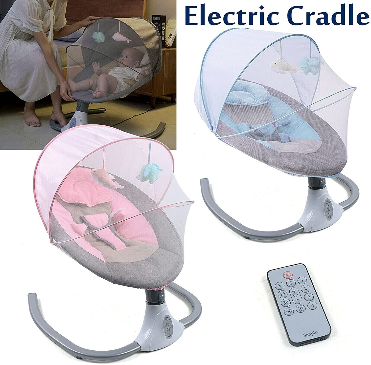 TFCFL 3Color Baby Electric Rocking Chair With Bluetooth Music Remote