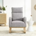 thumbnail image 2 of Accent Rocking Chair, Single Lounge Chair with High Backrest and 2 Side Pocket, Upholstered Rocking Armchair, Modern Rocker with Solid Wood Legs for Living Room, Apartment, Office, Gray Teddy, 2 of 7