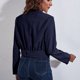 thumbnail image 3 of Chaqueta de manga larga con cinturón, botones en la parte delantera y cuello vuelto, talla S Chaqueta de pana azul marino para mujer, 3 of 5