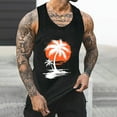 thumbnail image 3 of Awdenio New Arrivals Men's Workout Tank Tops Coconut Tree Printing Round Neck Thin Strap Sleeveless Leakage Back Casual Sports T Shirts Vest, 3 of 5