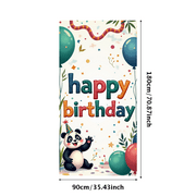 LUUFILx Panda Birthday Backdrop Banner for Kids Party Supplies Happy Birthday Decorations with Balloons and Flowers Party Decor Background Props