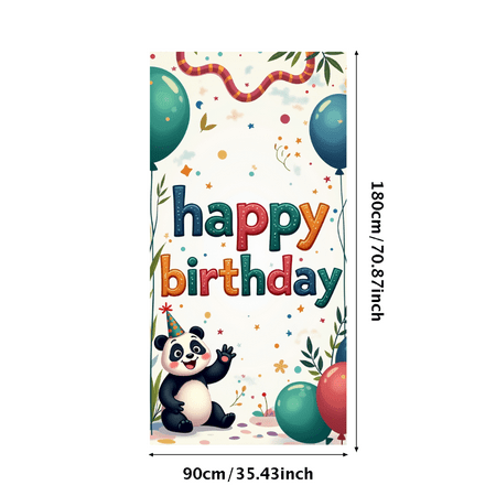 LUUFILx Panda Birthday Backdrop Banner for Kids Party Supplies Happy Birthday Decorations with Balloons and Flowers Party Decor Background Props