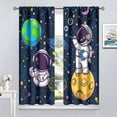 thumbnail image 2 of Cartoon Astronaut Curtains for Kids, Funny Spaceman with Earth Moon Window Treatments for Boys Bedroom Planet Outer Space Starry Star Window Drapes for Girls Playroom Living Room 84x84in, 2 of 6