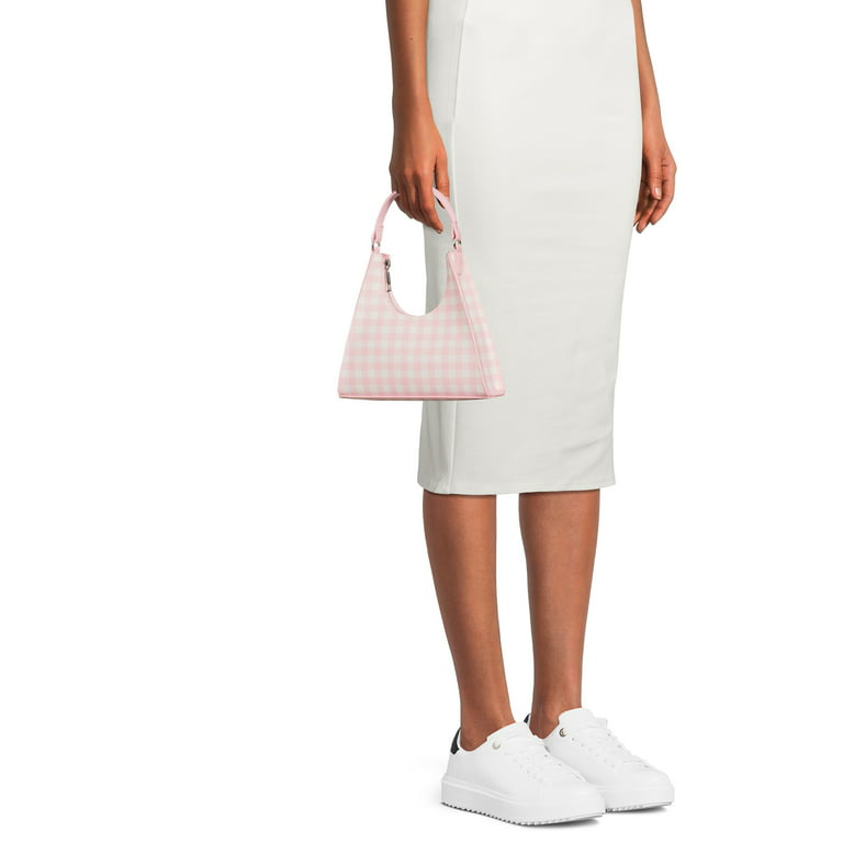 No Boundaries Women's Trapezoid Mini Crossbody Handbag Starlight Pink  Gingham 