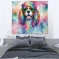 thumbnail image 3 of Hippie Cavalier King Charles Spaniel Portrait Watercolor Tie-Dye Vintage Styles Tapestry Dog Lover Gifts Wall Hanging Backdrop Home Decor - 00014, 3 of 5