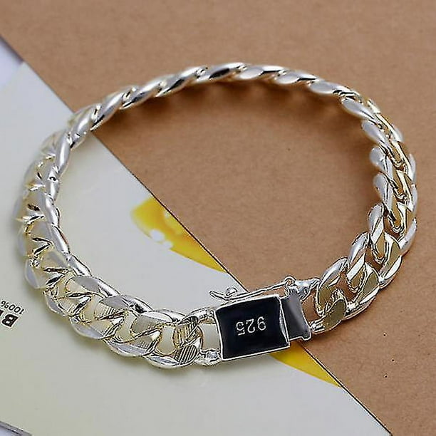 Pulsera de cadena de plata sólida 925 para hombre y mujer, joyería de boda Noble, dijes de moda, regalo de cumpleaños y fiesta, 10mm
