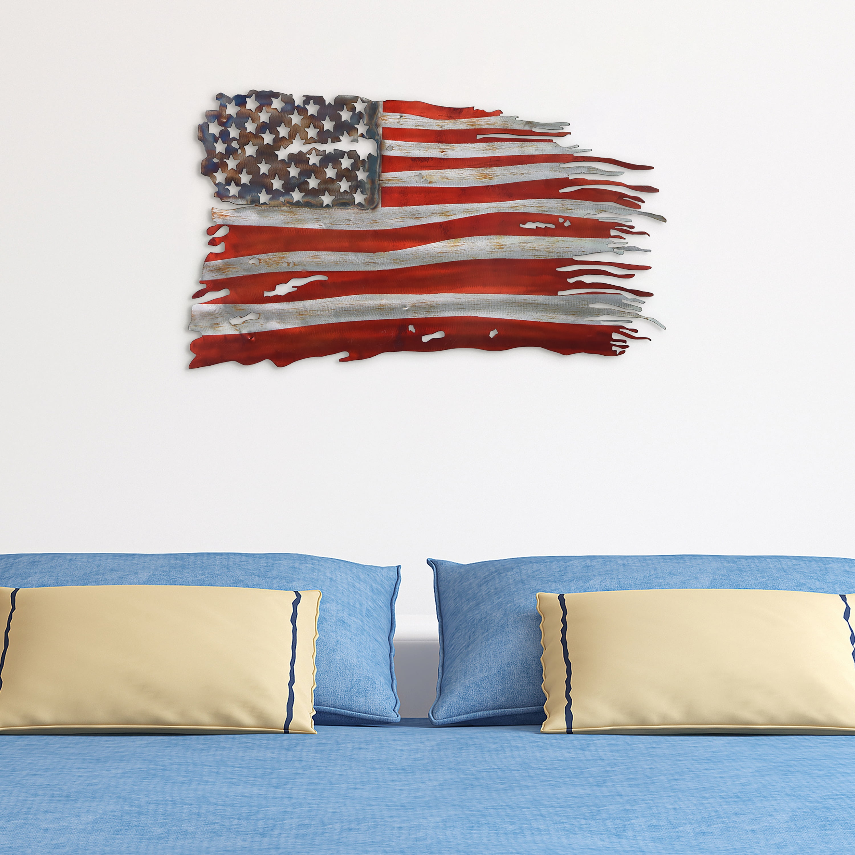 Empire Art Direct ADM-5009-1831-R Free & Brave Hand Painted Etched Metal Wall Sculpture