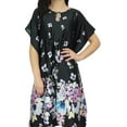 thumbnail image 3 of Bimba Womens Floral Satin Black Kimono Bridesmaid Drawstring Short Kaftan-16, 3 of 9