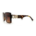 thumbnail image 6 of Womens Rhinestone Jewel Hinge Rectangle Rimless Butterfly Diva Sunglasses Tortoise - Brown, 6 of 7
