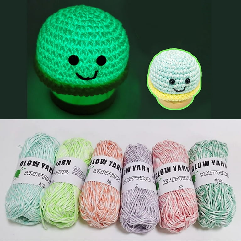  Glow in The Dark Yarn 6 Rolls(Each 55yd) Green Yarn for  Crocheting Sewing Supplies Knitting Luminous Yarn Glow in The Dark Yarn for  Crochet, Yarn for Crafts Sewing Beginners (Purple)