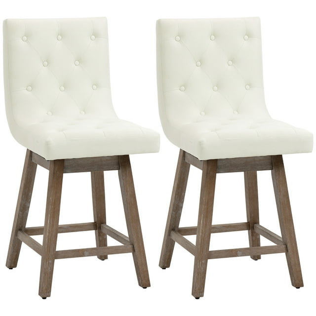 HOMCOM Tabourets de Bar Lot de 2, Chaises Pivotantes, Tabourets de Petit-Déjeuner 25,5 Pouces