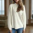 thumbnail image 2 of Byworldtasic Womens Sweaters Womens Oversized Sweater Long Sleeve Crewneck Ribbed Knit Pullover Casual Chunky Trendy Sweaters White, 2 of 5