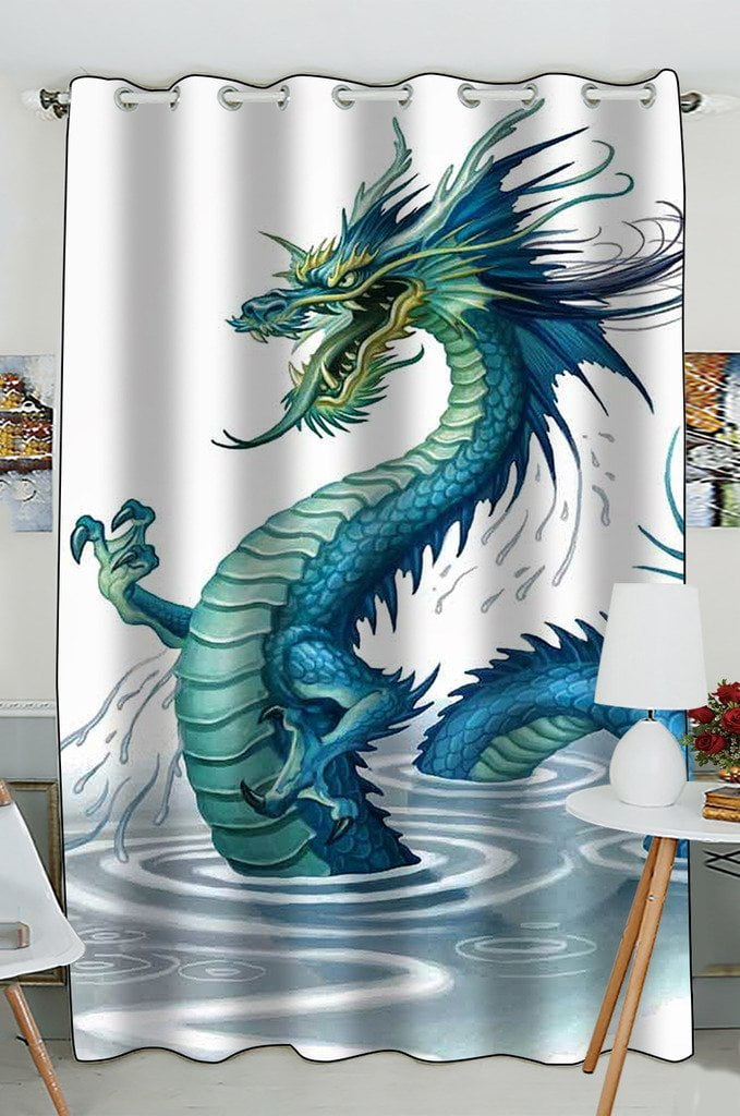 Gckg Golden Chinese Dragon Blackout Curtains Window Treatment Panel Drapes 52 W X 84 H Inches One Piece Walmart Com Walmart Com