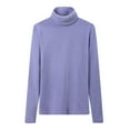 thumbnail image 5 of Wyobmus Womens Oversized Shirt Solid Fleece Long Sleeve Pullover Winter Warm Base Layer Blouse Tops A-Purple, 5 of 8