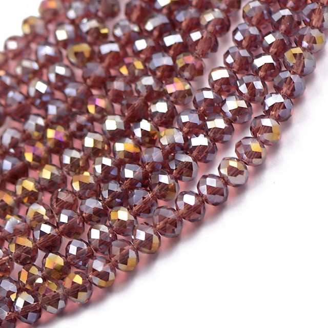 Cristal De Cristal Rondelle Espaciador De Piedras Preciosas Perlas Sueltas Púrpura AB 16.5 '' Sunnimix Los granos flojos