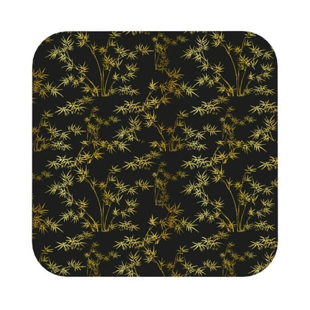 

Pofeuu Bamboo Print Leather Coasters Set of 6 Round Cups Mugs Mat Pad for Home Kitchen Heat Resistant Drink Coasters Square