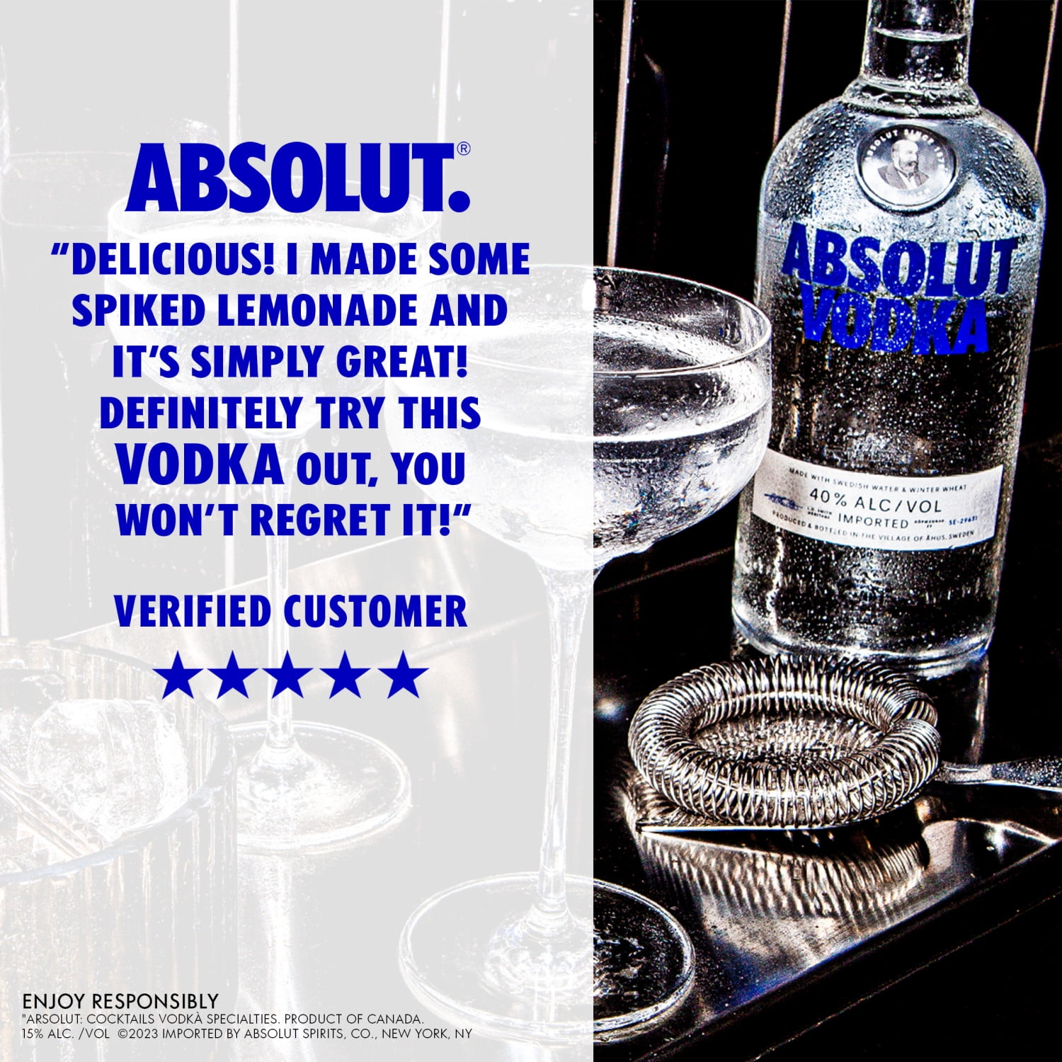 Absolut Original Vodka, 750 ml Bottle, 40% ABV, Swedish-crafted