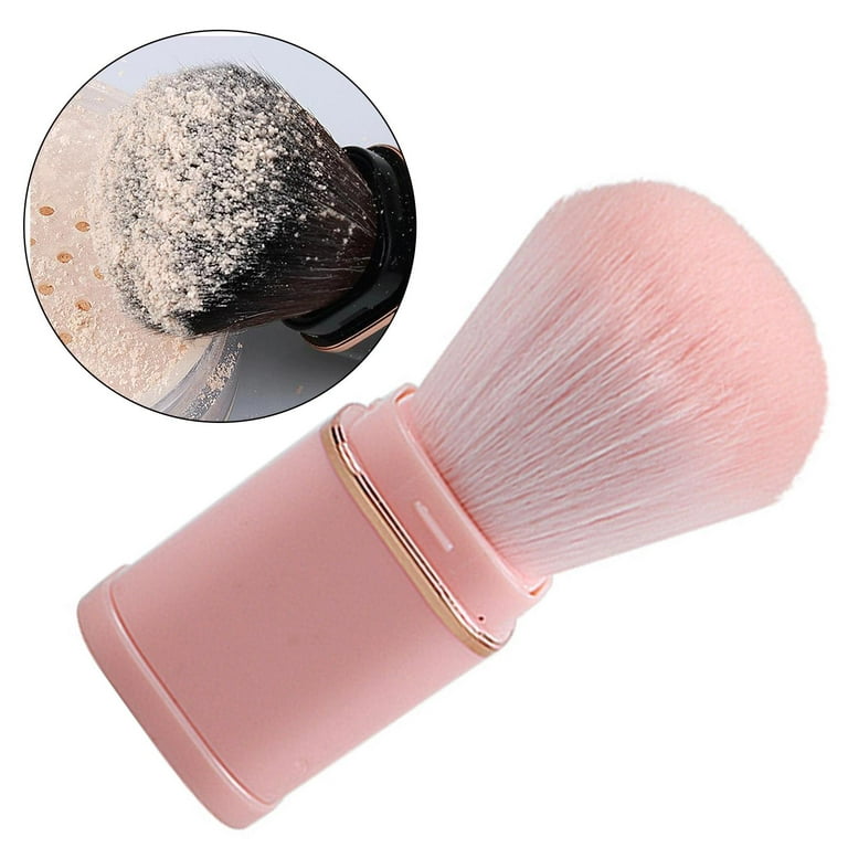 Small Makeup Brush Set Pink - 4 in 1 Portable Travel Lip Brush, Highlight  Brush, Eyeshadow Brush, Foundation Blending Powder Brush Retractable Mini