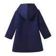 thumbnail image 3 of GiLiling Kids Toddler Boys and Girls Single Breasted Pea Coat Wool Blend Trench Coat Long Sleeve Mid Length Hooded Overcoat ﻿ (Blue, 9-10 Years), 3 of 4