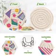 thumbnail image 4 of Yayeee 6 PCS Drink Coasters with Holder Set Woven Absorbent Round Tabletop Hot Pad, Green Retro Shapes, 4 of 7