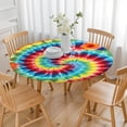 thumbnail image 3 of Colorful Tie Dye Pattern Round Fitted Tablecloth with Elastic Edge,Dining Table Cover Waterproof,Outdoor Round Tablecloth for Camping,Dining,Indoor and Outdoor, 3 of 7