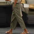 thumbnail image 3 of Dwellite Pants for Women Summer 2026 Trendy Beach Slacks Casual Vintage Lace Design Drawstring Elastic Pant with Pockets Green XL, 3 of 8