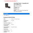 thumbnail image 2 of Front Brake Pad Set - Compatible with 2019 Cadillac XT4, 2 of 2