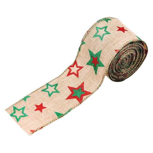 Cintas navideñas de 197 x 2,4 pulgadas para envolver regalos, accesorio decorativo premium Estrellas