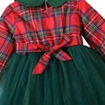 thumbnail image 4 of XBASW Toddler Girls Christmas Dress with Bowknot Fall Winter Plaid Tulle Princess Dresses for Kids 1-8T, 4 of 7