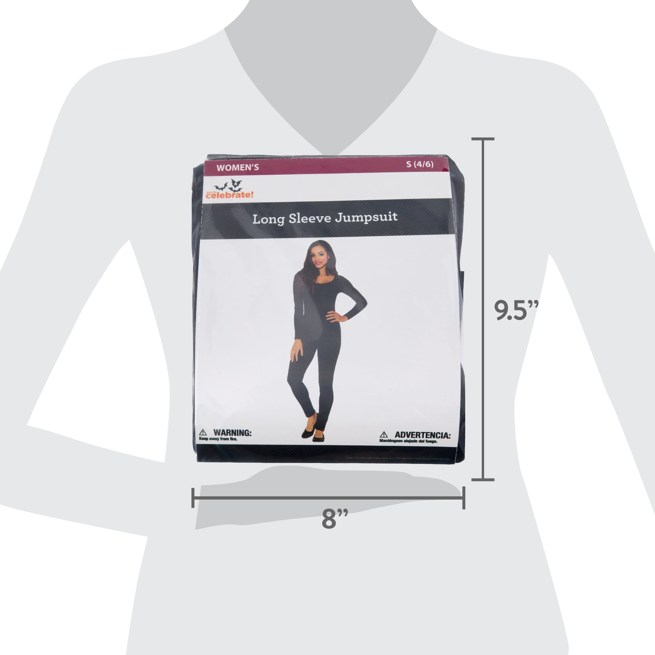 Long Sleeve Jumpsuit Costume Accessory for Adults, Black, S (4/6), Halloween by Way To Celebrate