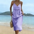 thumbnail image 4 of Dvprdro Cotton Linen V Neck Spaghetti Strap Maxi Dress for Women Loose Fit Tiered Ruffle Hem Summer Beach Solid, 4 of 8