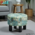 thumbnail image 2 of Tcbosik Colorful Round Ottoman, Soft Linen Fabric Upholstered Footrest, Multi-Purpose Seat and Step Stool for Home Decor, 12.5"Dia x 9.8"H, 2 of 7