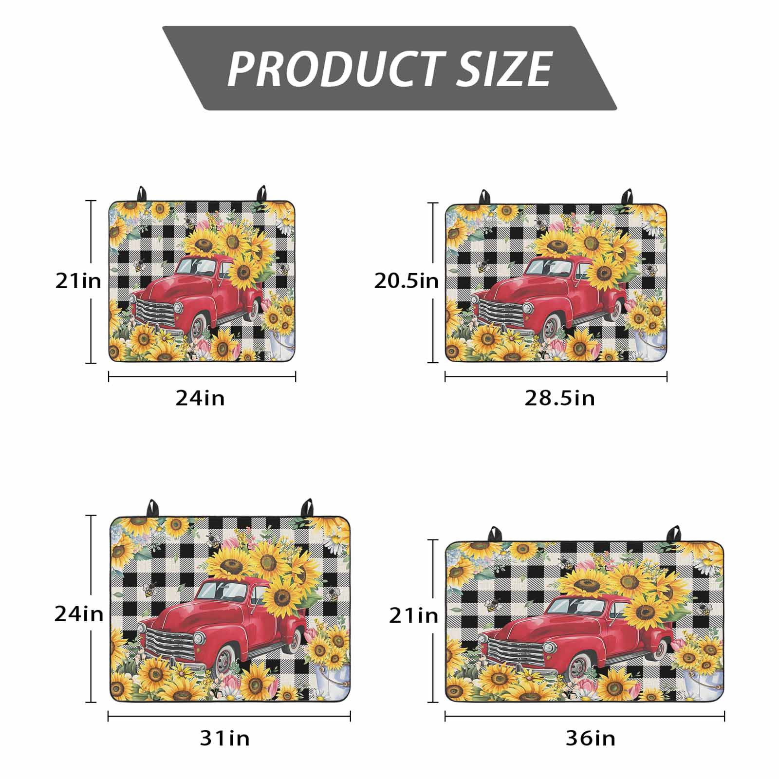 Spring Sunflowers Stove Top Cover for Electric Stove, Heat-proof & Non Slip Glass Top Stove Cover Protector, Car Farm Plaid Country Retro Art Kitchen Flat Cooktop Rubber Mat 31x24 Inches