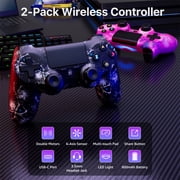ISHAKO 2Pack Wireless Controller for P4/PC, with Double Vibration, 6-Axis Motion Control-Pink&Black