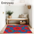 thumbnail image 3 of ODIKA 2'x3' Machine Washable Non-Slip Area Rug, Poinsettia Bloom Doormat Flower Holiday Botanical Entry High Traffic Rug, Red, 642072, 3 of 7