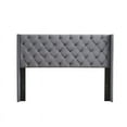 thumbnail image 4 of Velvet Button Tufted-Upholstered Bed with Wings Design - Strong Wood Slat Support - Easy Assembly - Gray, Queen, platform bed, 4 of 6